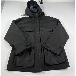 Penfield Jacket Womens M Black Full Zip Utility Rain Water Resistant Lined Coat